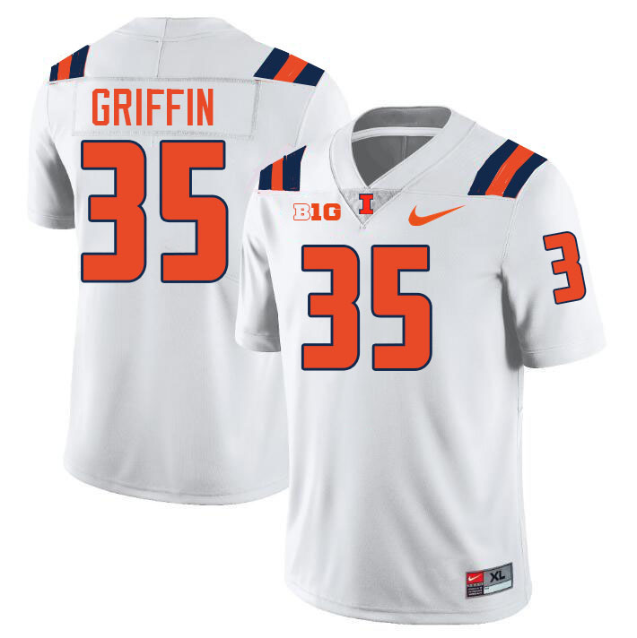 Men #35 Grayson Griffin Illinois Fighting Illini College Football Jerseys Stitched-White